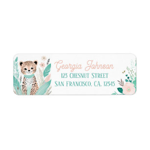 Boho Mint Green Leopard Retour Adreslabels Etiket