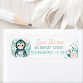 Boho Mint Green Monkey Return Adresse Étiquettes (En situation)