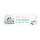 Boho Mint Green Sloth Retour Adreslabels Etiket (Voorkant)