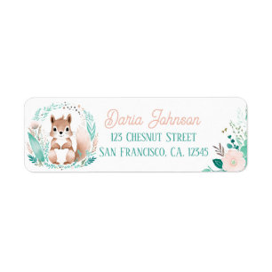 Boho Mint Green Squirrel Retour Adreslabels Etiket