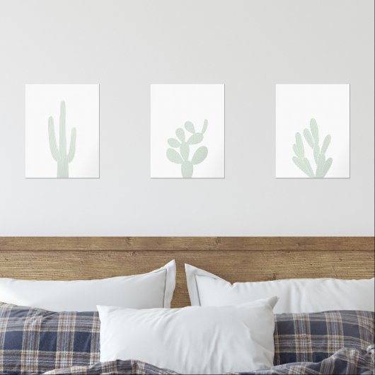 Boho Mint Groene Cactus Zuidwestelijke Kwekerij Muurkunst Sets (Slaapkamer)