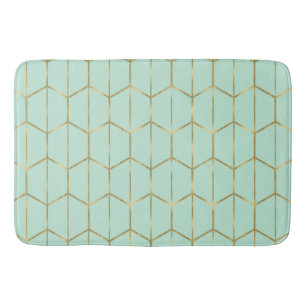 Boho Mintgroene Zeshoek Goud & Geometrische Glamou Badmat