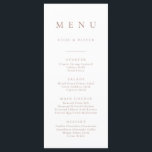 Boho Mocha Mousse 1 Menu Plat Simple Minimaliste<br><div class="desc">Elégant et moderne,  boho,  Mocha Mousse et menu plat minimaliste blanc. Menu entièrement personnalisable pour votre mariage ou événement.</div>