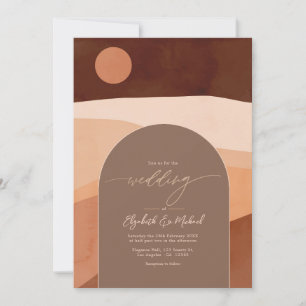 Boho Mocha Mousse Aardse Moderne Trouwfoto Kaart