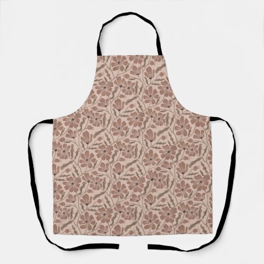Boho Mocha Mousse Abstract bloemmotief Schort (Voorkant)