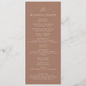Boho Mocha Mousse Elegante minimalistische bruilof Programma (Achterkant)