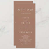 Boho Mocha Mousse Elegante minimalistische bruilof Programma (Voorkant / Achterkant)