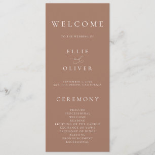 Boho Mocha Mousse Elegante minimalistische bruilof Programma