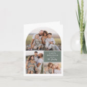 Boho Modern 3 Foto Collage Boog Kerstfoto Feestdagen Kaart (Voorkant)