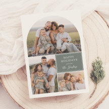 Boho Modern 4 Foto Collage Boog Kerstfoto