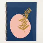 Boho Modern Abstract Botanisch Kunstroze Blauw Gou Planner (Voorkant)