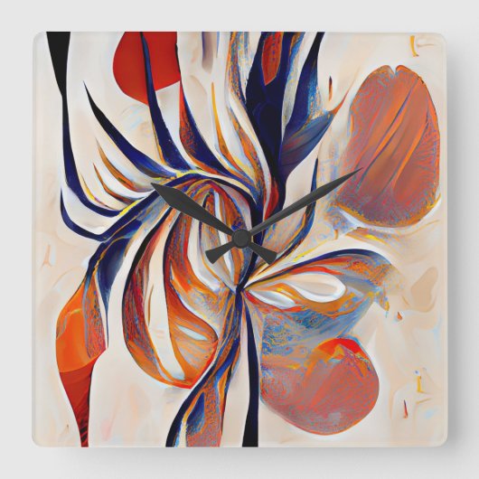 Boho Modern Abstract kunstwerk Vierkante Klok (Voorkant)