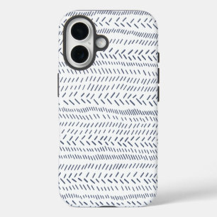 Boho Modern Abstract Mudcloth in Navy iPhone 16 Hoesje