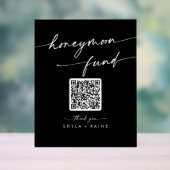 Boho Modern Black Wedding Honeymoon Fund Acryl Bord (Neutraal)