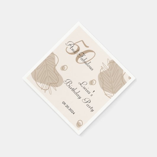 Boho modern blad alle leeftijden verjaardag servet (Hoek)