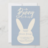 Boho Modern Blauw Bunny Baby Jongensdouche Kaart (Voorkant)
