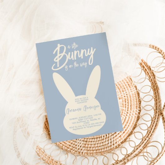 Boho Modern Blauw Bunny Baby Jongensdouche Kaart
