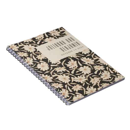 Boho Modern Botanical Black Ivory Custom Wedding Notitieboek (Rechterzijde)