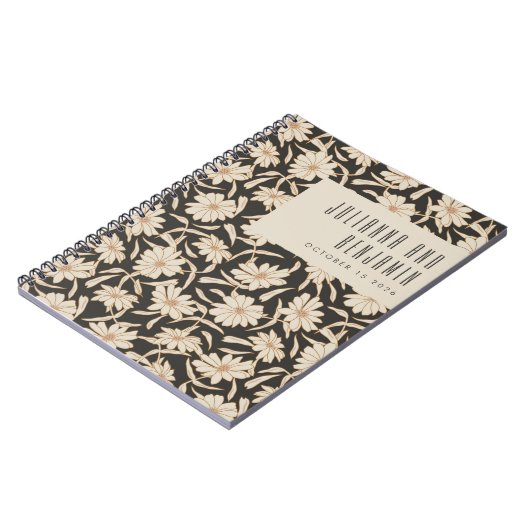 Boho Modern Botanical Black Ivory Custom Wedding Notitieboek (Linkerzijde)
