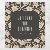 Boho Modern Botanical Black Ivory Wedding Custom Wijn Etiket (Enkel label)
