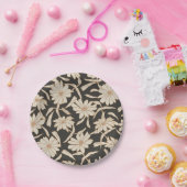 Boho Modern Botanisch Zwart Ivoor Bruiloft Papieren Bordje (Feest)