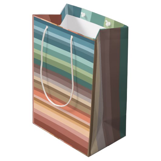 Boho Modern Chic Stripes Medium Cadeauzakje (Achterkant Gekanteld)