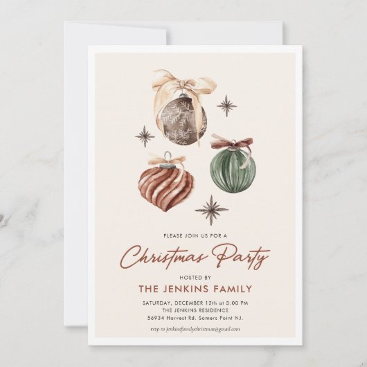 Boho Modern Christmas Party Invitation (Devant)