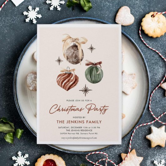 Boho Modern Christmas Party Invitation