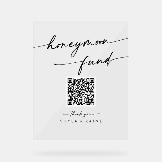 Boho Modern Clear Acryl Huwelijksreis Fonds Bord (Voorkant)