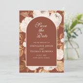 Boho Modern Dark Terracotta Save the Date Kaart (Staand voorkant)