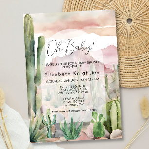 Boho Modern Desert Natuur Cactus Baby shower Kaart