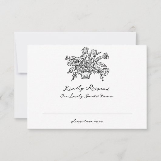 Boho Modern Doodle Wedding Website QR Code RSVP Kaartje (Voorkant)