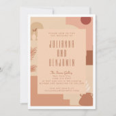 Boho Modern Floral Art Blush Terracotta Wedding Kaart (Voorkant)