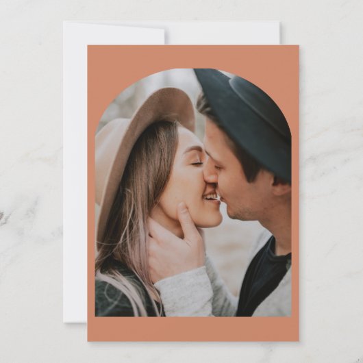 Boho Modern Floral Art Terracotta Arch Save The Date (Achterkant)