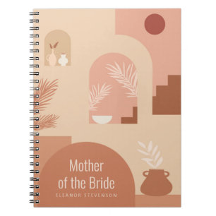 Boho Modern Floral Art Terracotta Bridal Partij Notitieboek