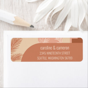 Boho Modern Floral Art Terracotta Return Address Etiket