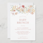 Boho Modern Floral Baby shower | Girl Baby Brunch Kaart (Voorkant)