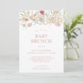 Boho Modern Floral Baby shower | Girl Baby Brunch Kaart (Staand voorkant)