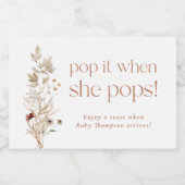 Boho Modern Floral Baby shower Mousserende Wijnlab Sparkling Wijnetiket (Enkel label)