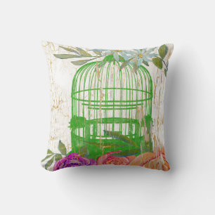 BOHO  Modern Floral Bird Cage Wood Kussen