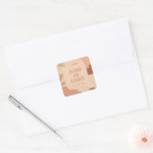Boho Modern Floral Blush Terracotta Wedding Custom Vierkante Sticker (Envelop)