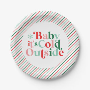 Boho Modern Font Baby Het is koud buiten Kerstmis Papieren Bordje