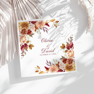 Boho Modern Gebrande Oranje Terracotta Bloemige Br Servet