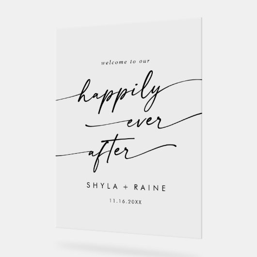 Boho Modern Gelukkig Helder Acryl Huwelijk Welkom Acryl Bord (Hoek)