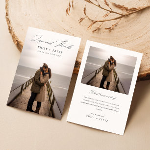 Boho Modern handgeschreven foto bruiloft Bedankkaart