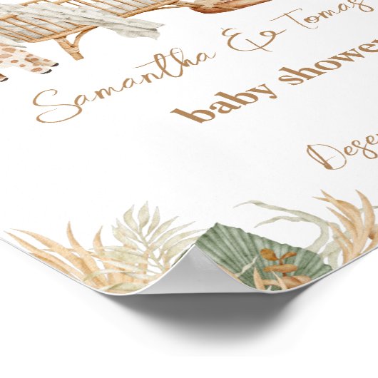 Boho Modern Heart Font Baby shower Welkom Poster (Hoek)