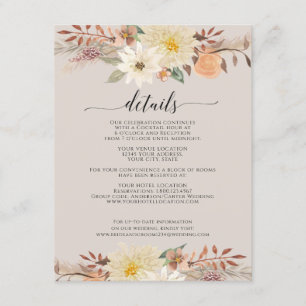 BOHO Modern Herfst Floral Waterverf Organic Earthy Informatiekaartje