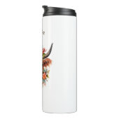 Boho Modern Highland Koe met bloemen Thermosbeker (Geroteerd rechts)