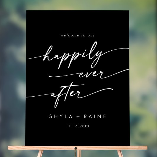 Boho Modern Joyeux Blanc Noir Mariage Bienvenue (Neutre)