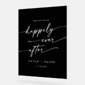 Boho Modern Joyeux Blanc Noir Mariage Bienvenue (Angle)